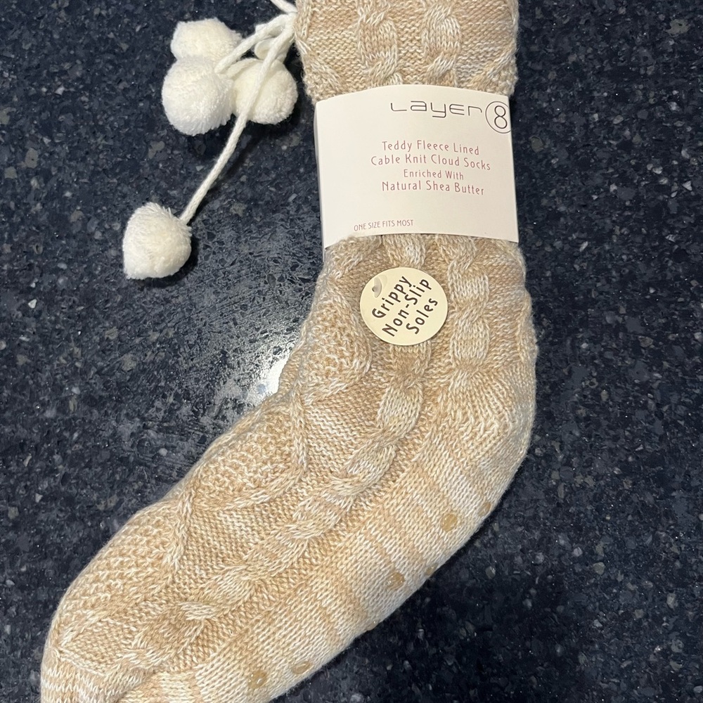 Layer 8 Cream Cable Knit Socks